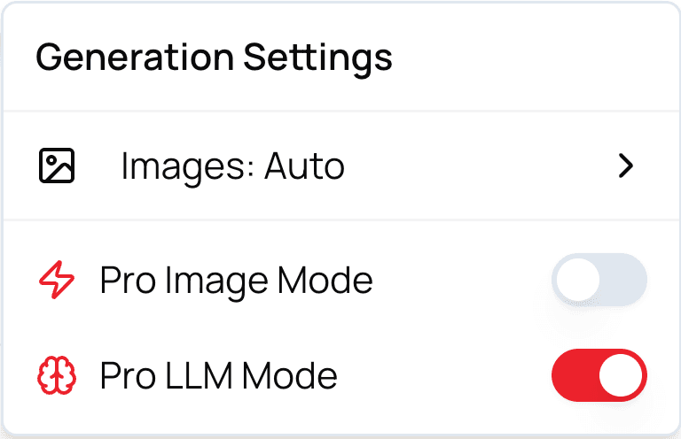 Settings Toggle & LLM Pro Mode